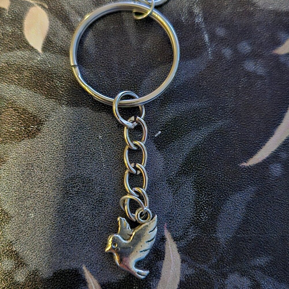Dove Pendant Hand Assembled Silver Toned Keychain